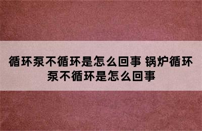 循环泵不循环是怎么回事 锅炉循环泵不循环是怎么回事